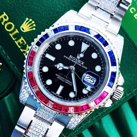 rolex gmt pepsi diamond bezel